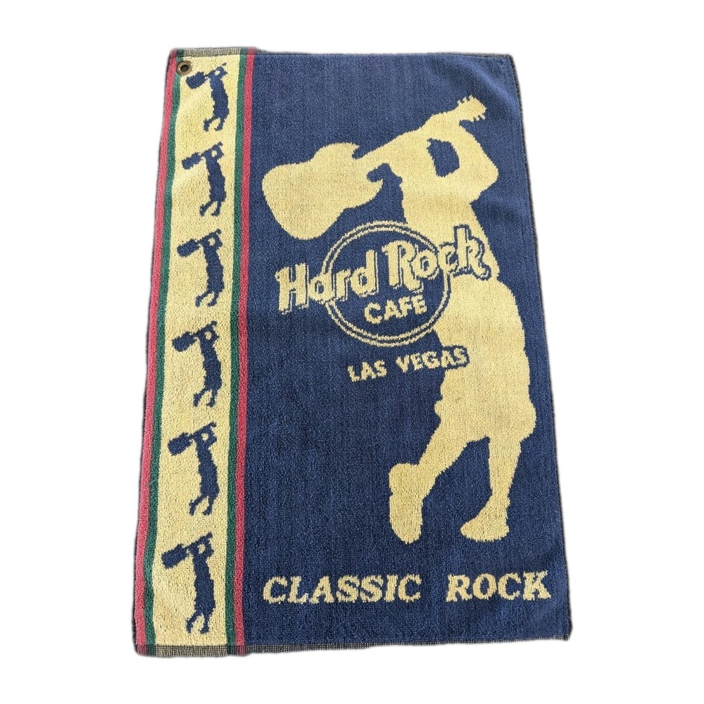 HARD ROCK CAFE Las Vegas GOLF TOWEL 23"x15" Blue Guitar Silhouette Classic Rock